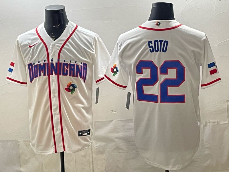 Men 2026 World Cub #22 Soto White Game Nike MLB Jersey style 009->more jerseys->MLB Jersey